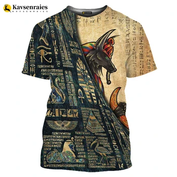 2023 Древнеегипетская тениска с 3D принтом Планина, на Бога Очите на Египет, и Фараон Анубис, Графична Тениска, Мъжки Дамски Ежедневни Градинска Дрехи, Блузи