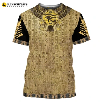 2023 Древнеегипетская тениска с 3D принтом Планина, на Бога Очите на Египет, и Фараон Анубис, Графична Тениска, Мъжки Дамски Ежедневни Градинска Дрехи, Блузи