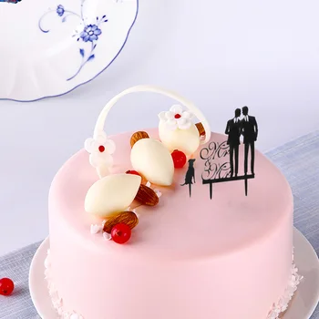 Topper за торта в чест на годишнина от сватбата гей Mr & Mr Dog (черен)