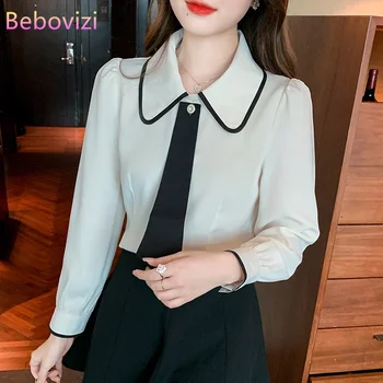 Ежедневни дамски блуза с дълъг ръкав, най-2022, Модни Нова Корейска офис Женска риза с копчета
