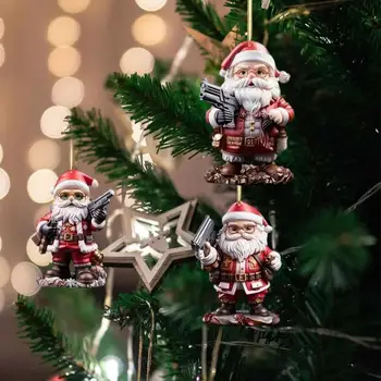 Нова коледна украса, Дядо Коледа 5шт Акрилни забавни декорации за кола на Дядо Коледа е Коледен Комплект бижута на Дядо Коледа за прозорци