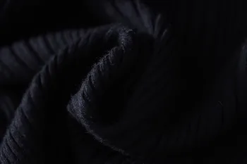 Ръкави във формата на рог с мъниста, Предно рамо, на База Вязаный пуловер С дълъг ръкав, Черни, бели Прилепнали потници