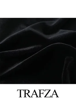 TRAFZA/ Нови Дамски Ежедневни Ретро Стил Зимни Утягивающие Кадифе, прави Панталони За Жени С Висока Талия, Топли Обикновена Панталони
