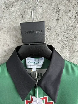 Върхова продуктова версия 
 Ризи Казабланка-За мъже и жени е 1: 1, коприна, с високо качество, зелен градиентный лоскутный цвят, Хавайски плажна риза