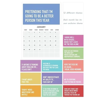 Календар Adulting Is Hard до 2024 година, Месечната Вдъхновяващи Стенен Календар В 2024 Година, За Възрастни, Проектанти, За Офис Календар Durable