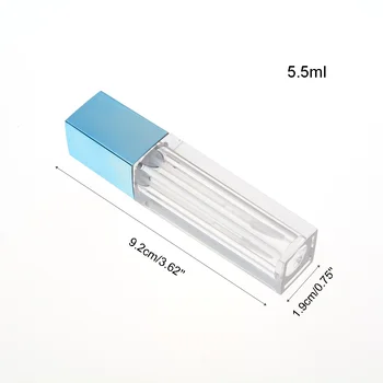 квадратен Празна пластмасова туба с гланц за устни обем 5,5 мл, бутилка за многократна употреба на балсама за устни, за многократна употреба контейнер за проби червило, козметика