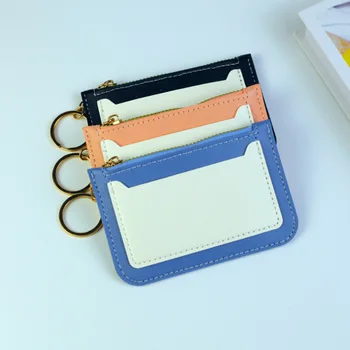 Корейската версия на новия дамски чанти-картодържатели, проста жена портфейл, компактен монофонични скоба за визитни картички с цип