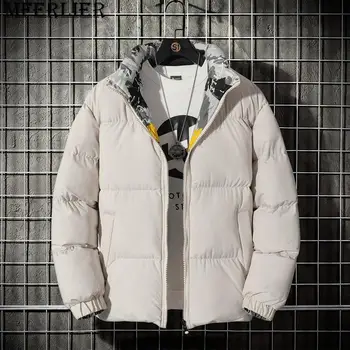 Мъжки памучен яке удебелена топло двустранен с принтом надигна размер, модерно брендовое зимно палто fat couple 140 кг 8xl