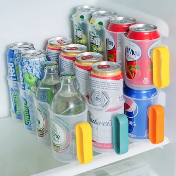Органайзер за хладилник, държач за напитки от напитки, Пластмасов Диспенсер за напитки от бирени кутии за хладилник, кухненски плотове и шкафове