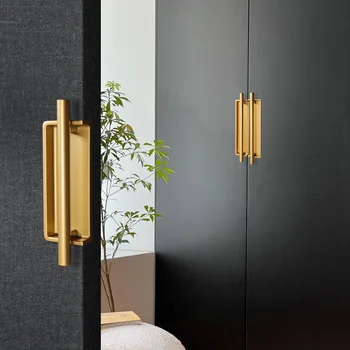Система за заключване на вратите на гардероба Квадратни дръжки на гардероба Вратата дръжката е от сплав с Модерни черни дръжки на гардероба